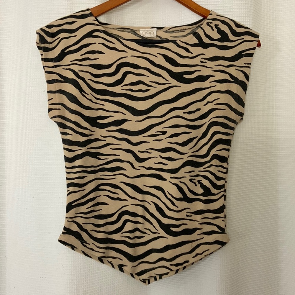 Vintage 80’s GAP Asymmetrical Tiger Print Top